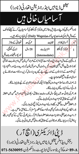 Junior Executive Jobs in NADRA Sukkur February 2020 March  National Database and Registration Authority Latest