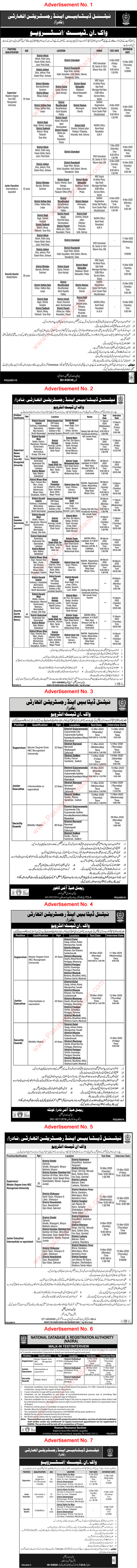 NADRA Jobs February 2020 March Walk in Test / Interview Junior Executive, Supervisors & Security Guards Latest