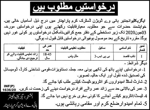 Naib Qasid Jobs in Highway Division Parachinar 2020 May Latest