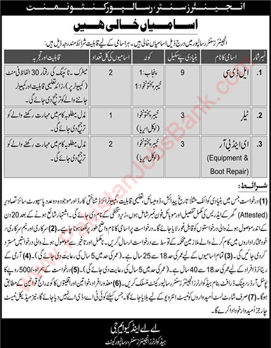 Engineer Centre Risalpur Cantt Jobs 2020 May Clerks & Others Pakistan Army Latest