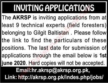 Field Forester Jobs in Aga Khan Rural Support Programme 2020 May AKRSP Latest