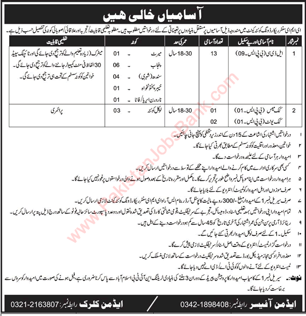 EME Center Records Wing Quetta Jobs 2020 August Clerks & Cooks Pakistan Army Latest