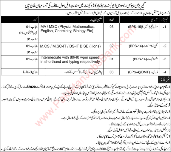 Garrison Human Resource Development Center Okara Jobs 2020 August Teachers, Drivers & Others Latest