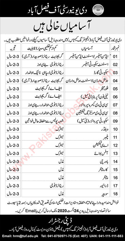 The University of Faisalabad Jobs August 2020 TUF Latest