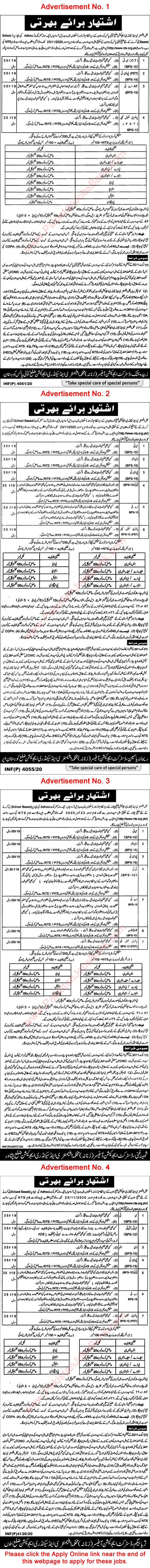 Elementary and Secondary Education Department KPK Jobs 2020 November NTS Application Form Latest