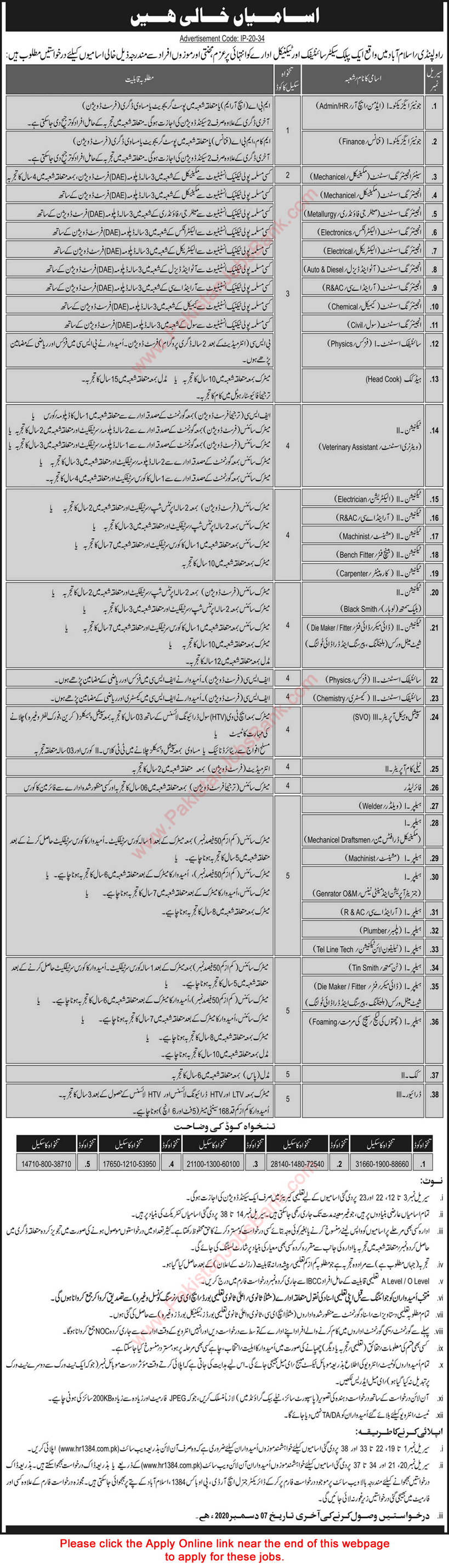 www.hr1384.com.pk Jobs November 2020 KRL Rawalpindi / Islamabad Online Apply Engineering Assistants, Technicians, Helpers & Others Latest