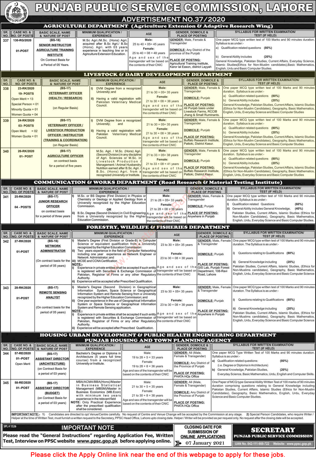 Livestock and Dairy Development Punjab Jobs December 2020 PPSC Apply Online Veterinary Officers & Others Latest