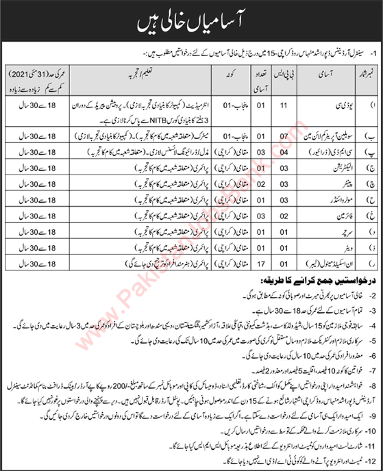 Central Ordnance Depot Karachi Jobs 2021 March USM Labors & Others Latest