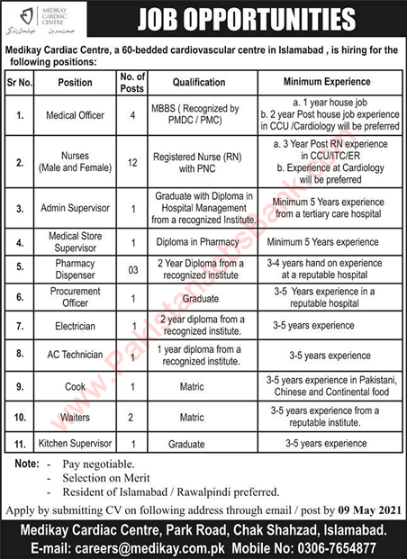 Medikay Cardiac Centre Islamabad Jobs 2021 May Nurses & Others Latest