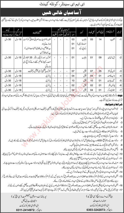 Headquarters EME Center Quetta Jobs July 2021 Pakistan Army Storemen, Clerks, Drivers & Others Latest