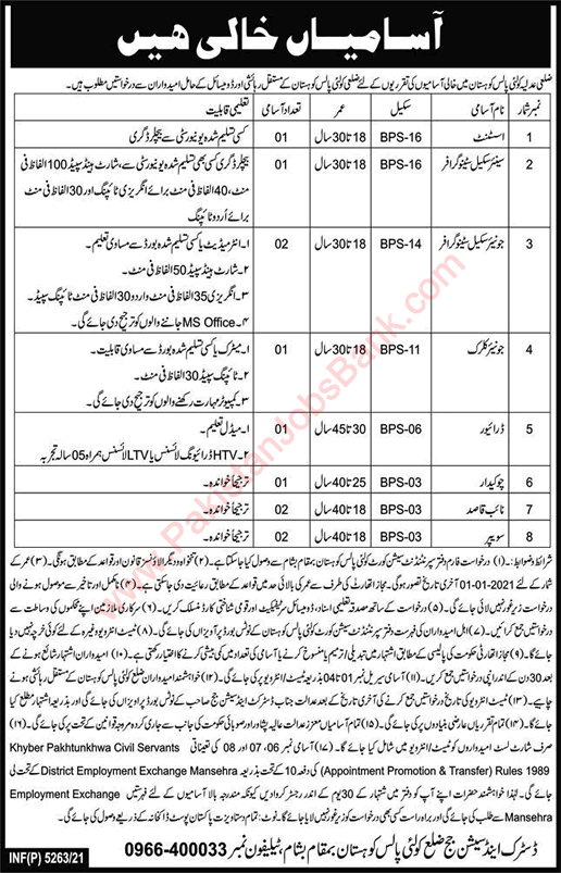 District and Session Court Kohistan Jobs 2021 October Stenographers, Naib Qasid & Others Latest
