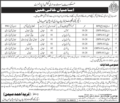 Irrigation Department Sujawal Jobs October 2021 November Naib Qasid & Others Latest