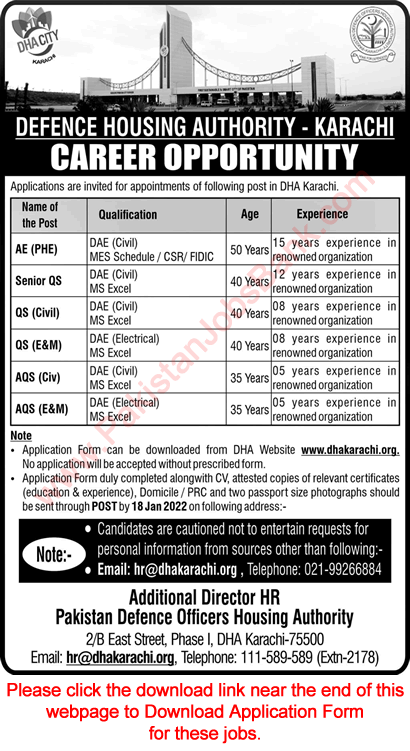 DHA Karachi Jobs 2022 Application Form Defence Housing Authority Latest