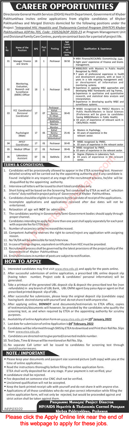 Health Department KPK Jobs 2022 ETEA Apply Online Directorate General Health Services Latest