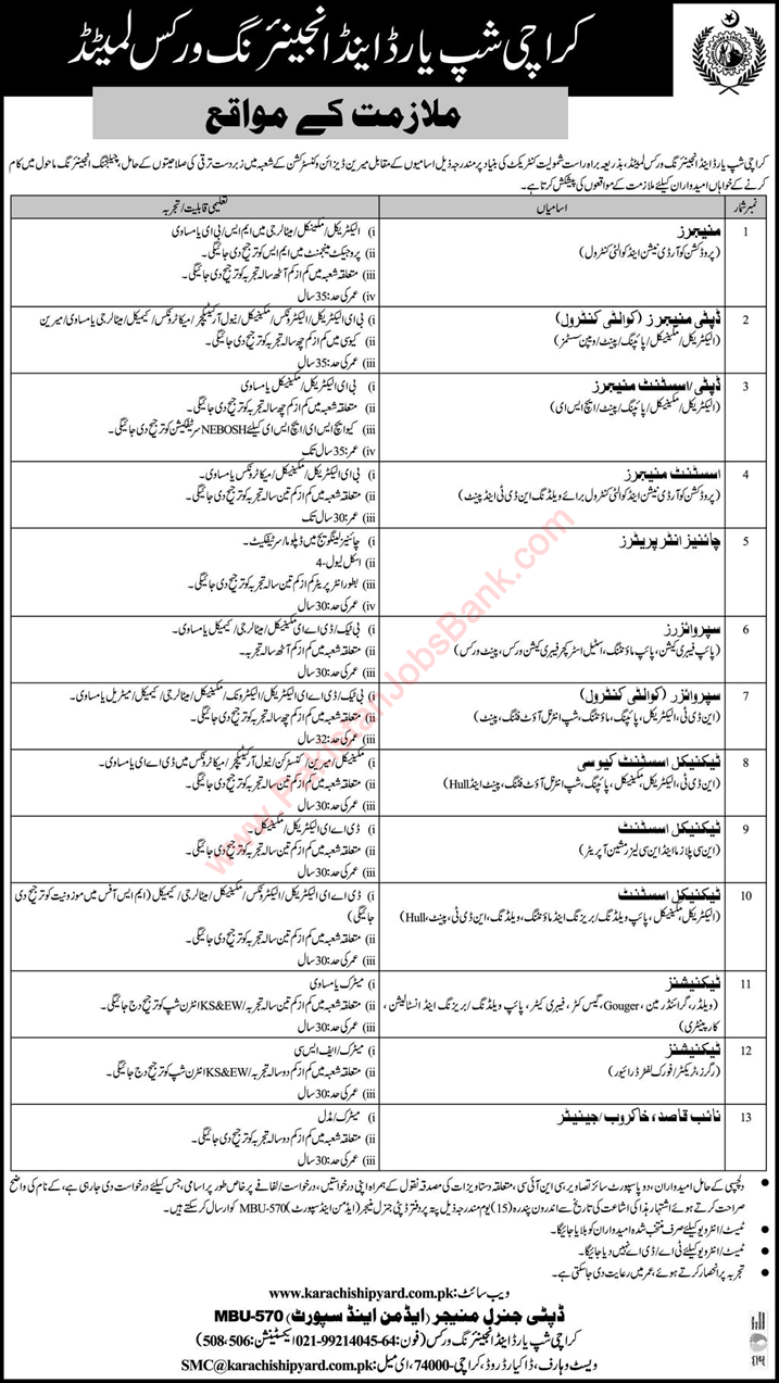 Karachi Shipyard and Engineering Works Jobs February 2022 KSEW Latest