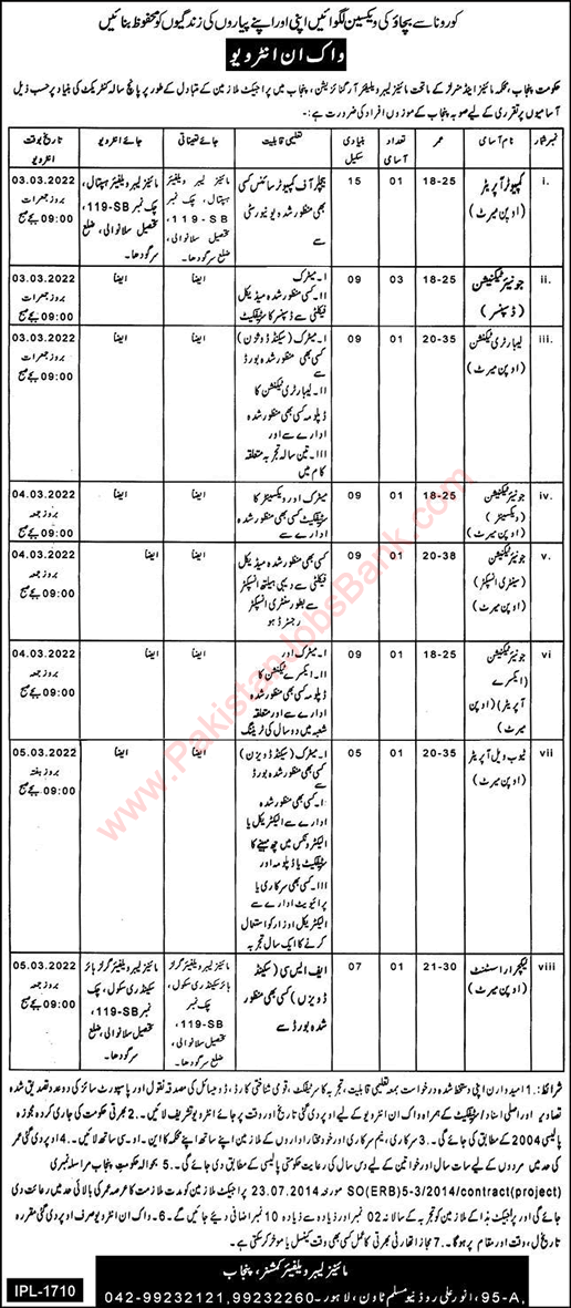 Mines Labour Welfare Organization Punjab Jobs February 2022 Junior Technicians, Dispensers & Others Latest