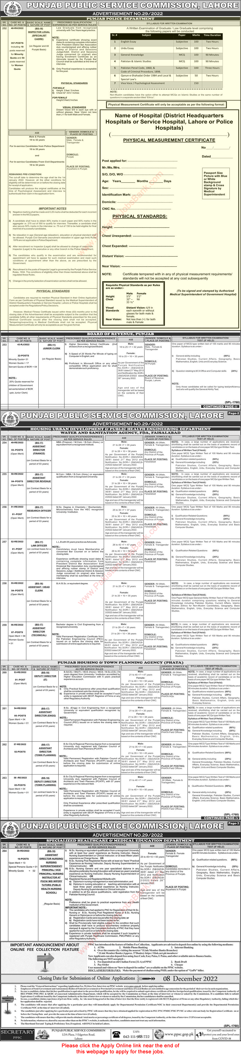 Legal Inspector Jobs in Punjab Police November 2022 PPSC Apply Online Latest