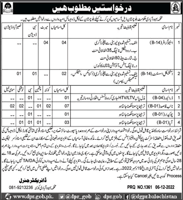 Population Welfare Department Balochistan Jobs December 2022 Naib Qasid & Others Latest