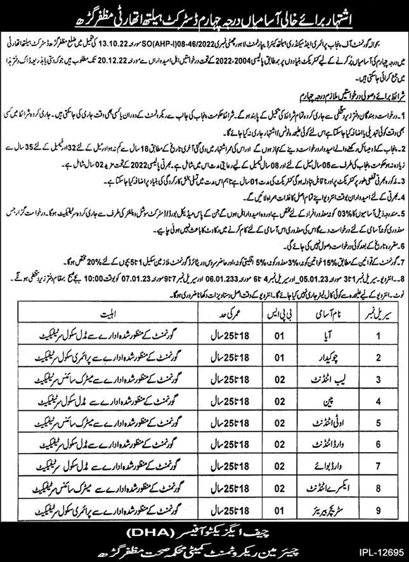 Health Department Muzaffargarh Jobs December 2022 Lab / X-Ray Attendants, Ward Boy & Others District Health Authority Latest