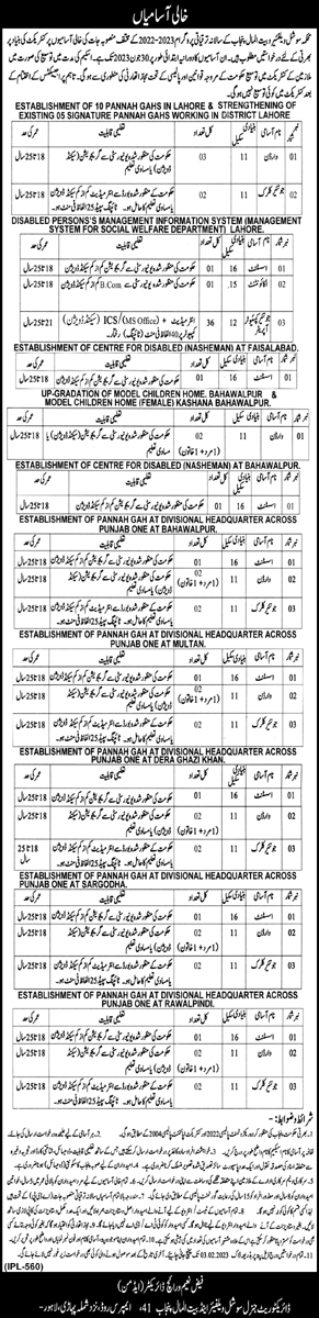 Social Welfare Department Punjab Jobs 2023 Computer Operators & Others Latest