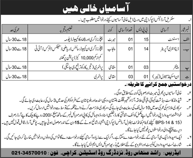 Central Ordnance Depot Karachi Jobs March 2023 COD Unskilled Manual & Others Latest