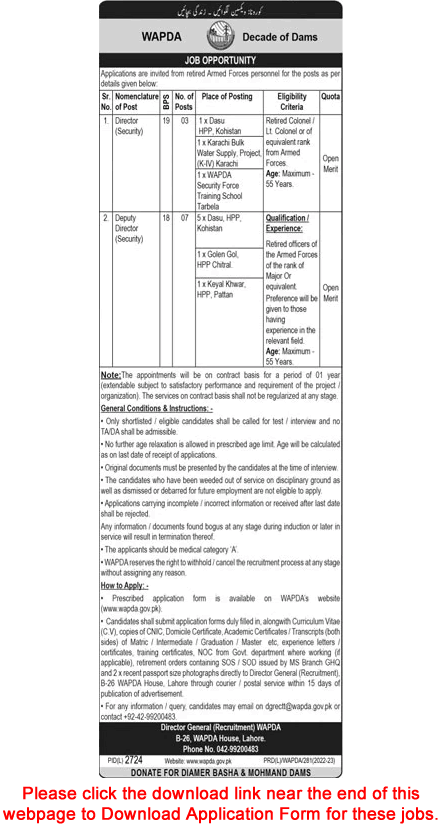 Deputy Director Jobs in WAPDA March 2023 Apply Online Water and Power Development Authority Latest