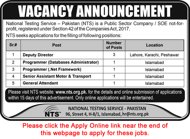 NTS Jobs 2023 May / June Apply Online National Testing Service Latest