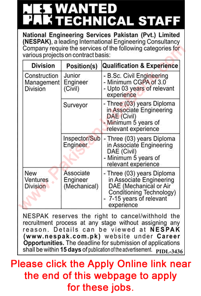 NESPAK Jobs 2023 June Apply Online Civil Engineers & Others Latest