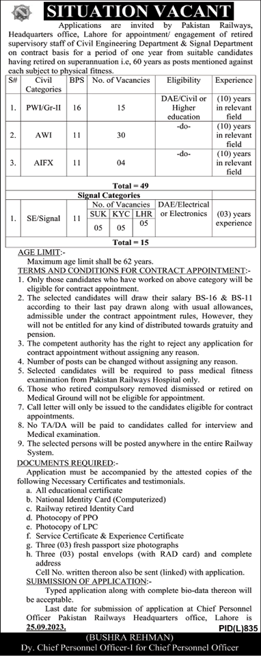 Pakistan Railways Jobs September 2023 Civil Engineers & Others Latest