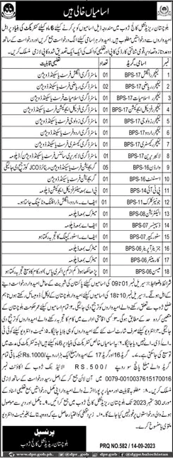 Balochistan Residential College Zhob Jobs 2023 September Lecturers & Others Latest