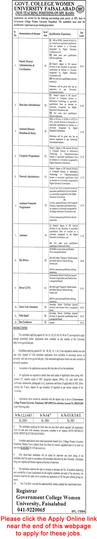 GC University Faisalabad Jobs September 2023 GCUF Online Application Form Assistant & Others Latest