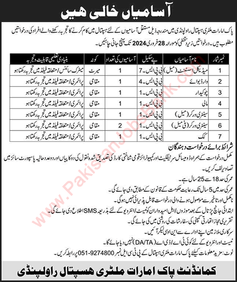 Military Hospital Rawalpindi Jobs February 2024 Sanitary Workers & Others MH Latest