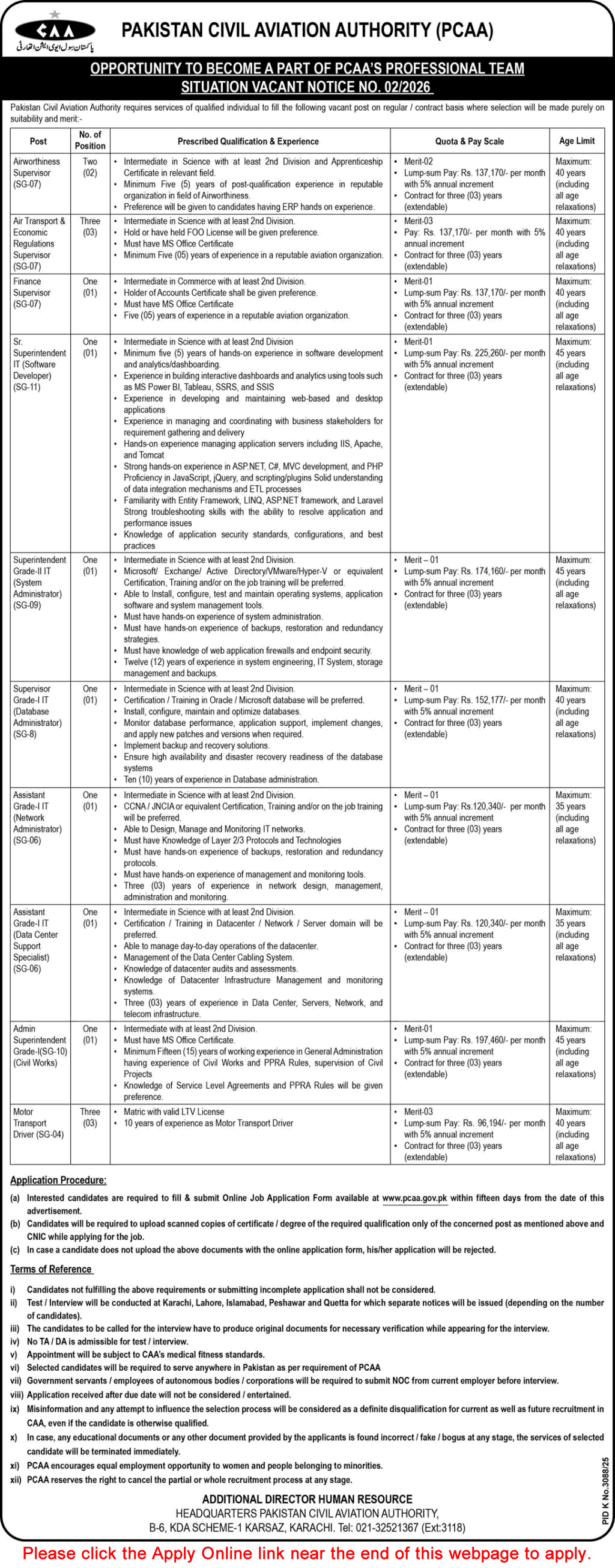 Pakistan Civil Aviation Authority Jobs March 2026 April Apply Online Motor Transport Drivers & Others PCAA Latest