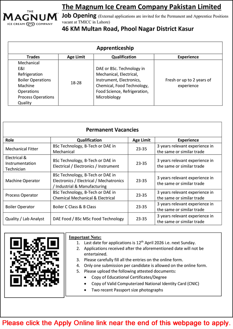The Magnum Ice Cream Company Jobs 2026 April Apply Online Apprenticeships & Others Latest