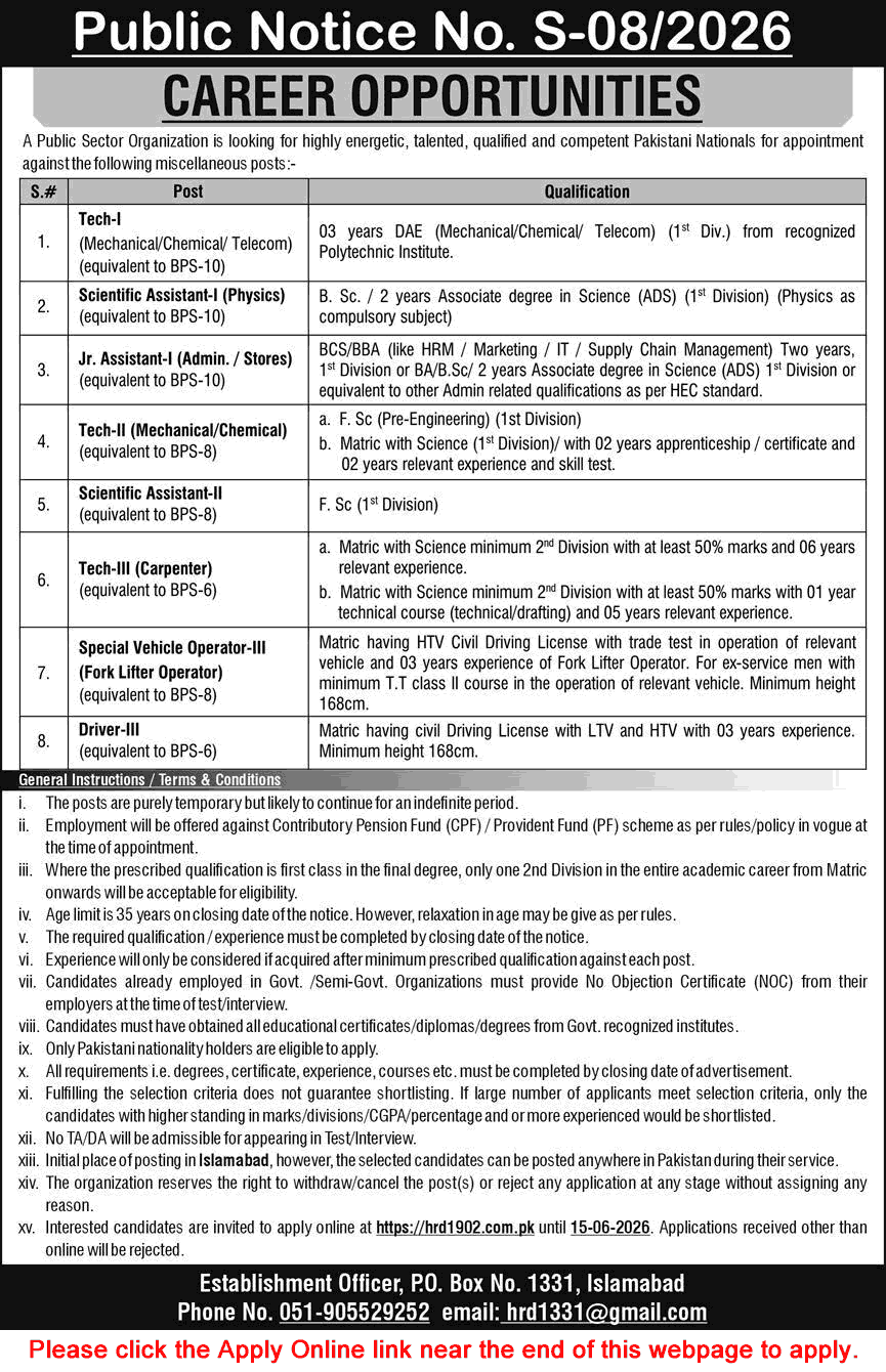 PO Box 1331 Islamabad Jobs 2026 May PAEC Apply Online Scientific Assistant, Technician & Others Latest