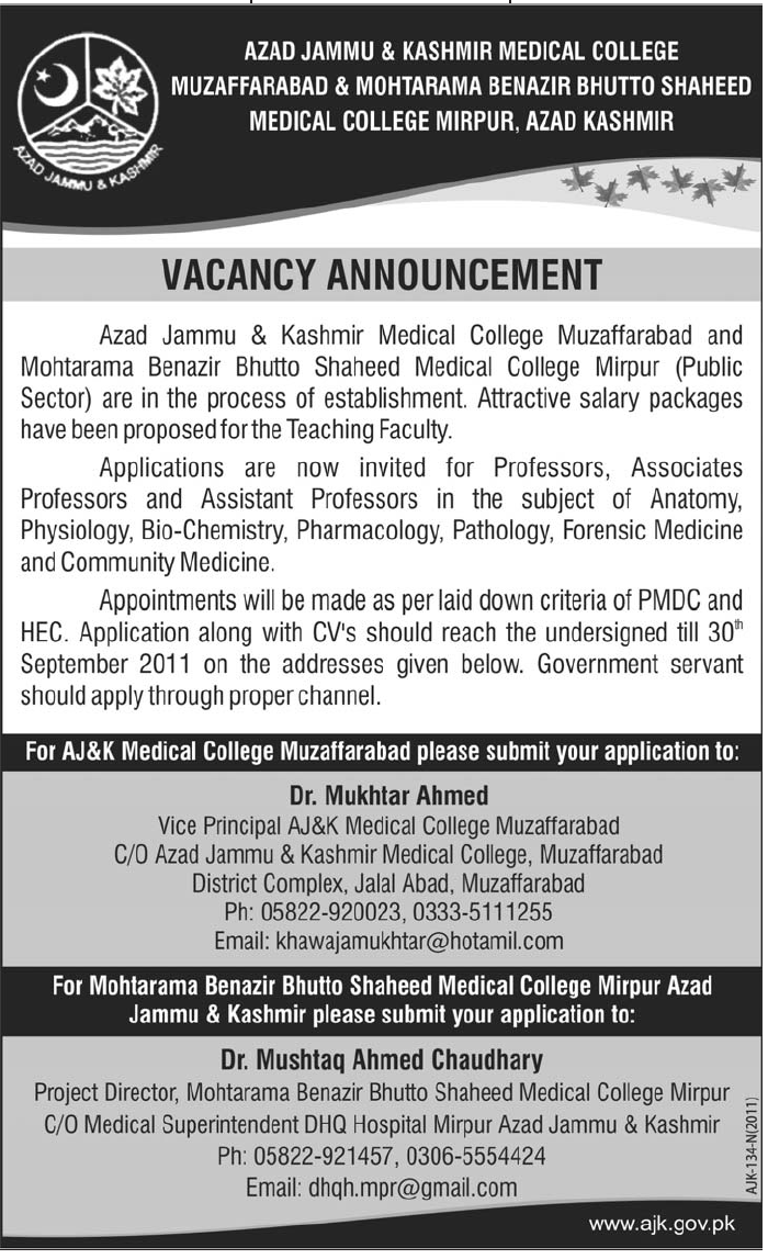 Faculty Required in Various Displine