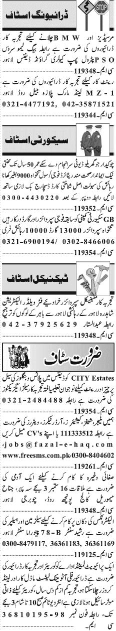 Misc. Jobs in Lahore Jang Classified 3