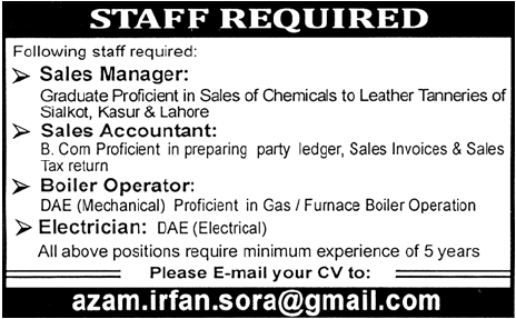 Staff Required