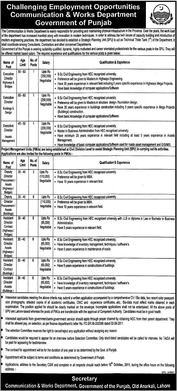 Communication & Works Department Employment Opportunities