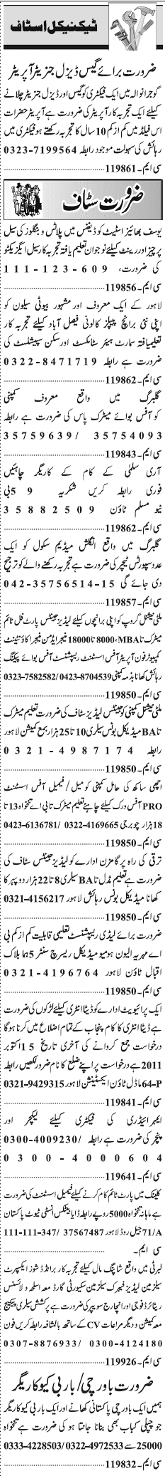 Misc. Jobs in Lahore Jang Classified 3