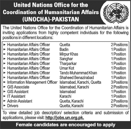 UNOCHA-Pakistan Jobs Opportunities