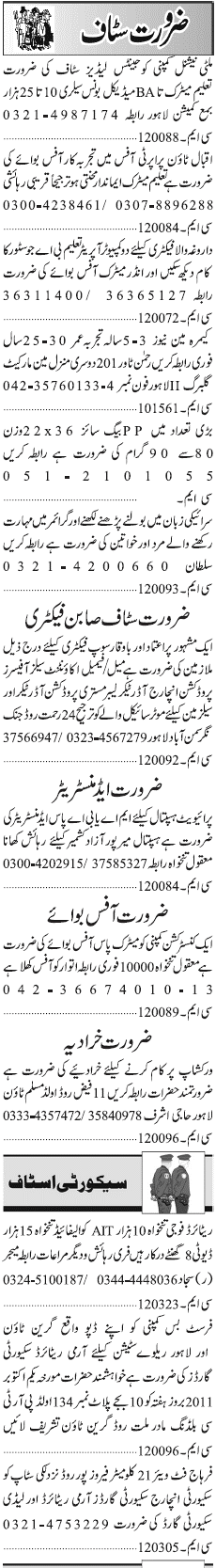 Misc. Jobs in Lahore Jang Classified 3