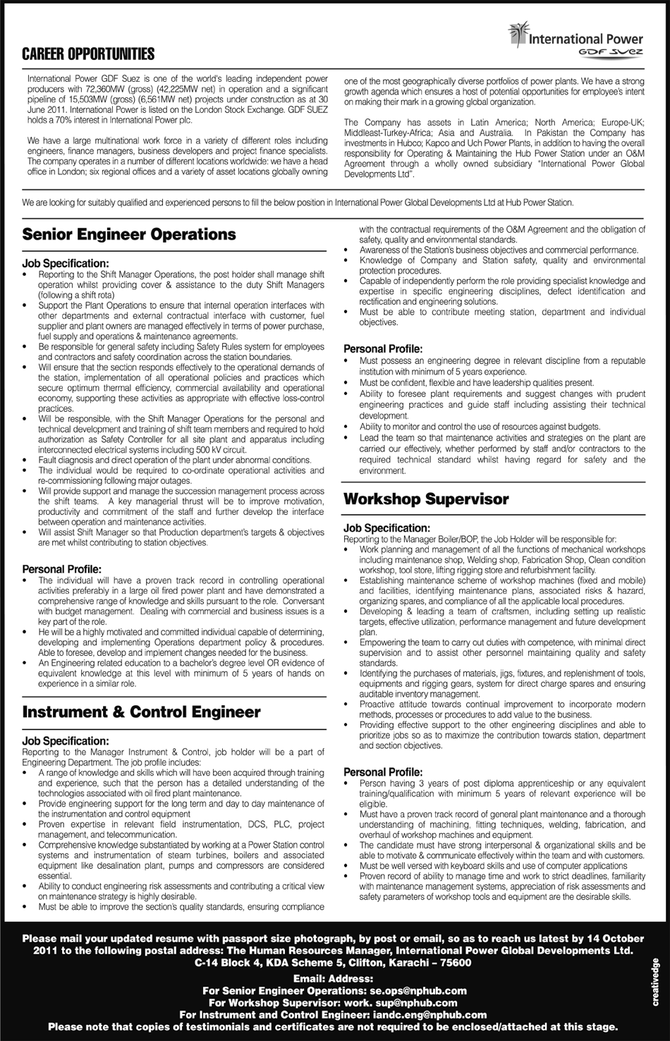 International Power GDF Suez, Career Opportunities