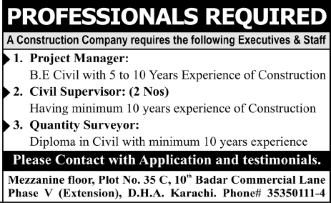 Professionals Required by A Construction Company