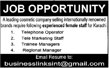 Cosmetic Company Required Female Staff