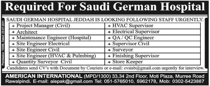 Saudi German Hospital Required Staff