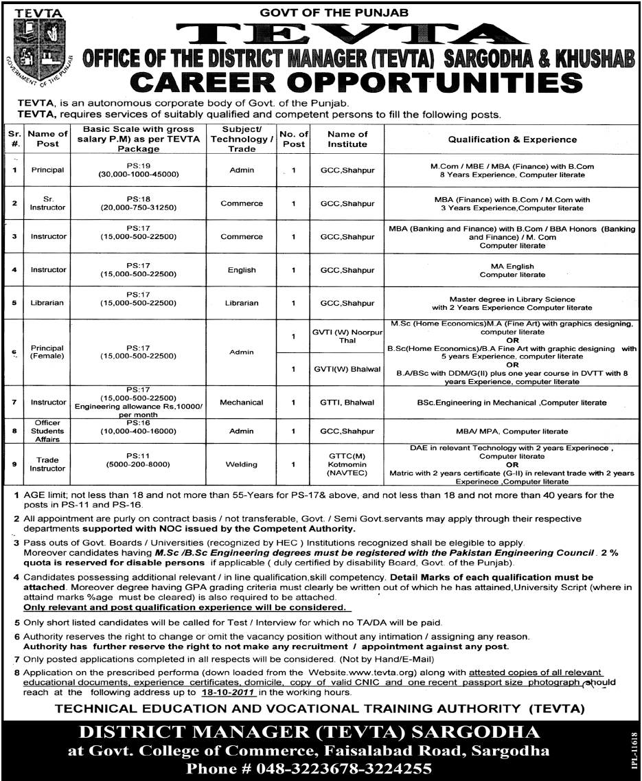 TEVTA Career Opportunities