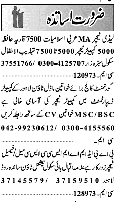 Misc. Jobs in Lahore Jang Classified 1