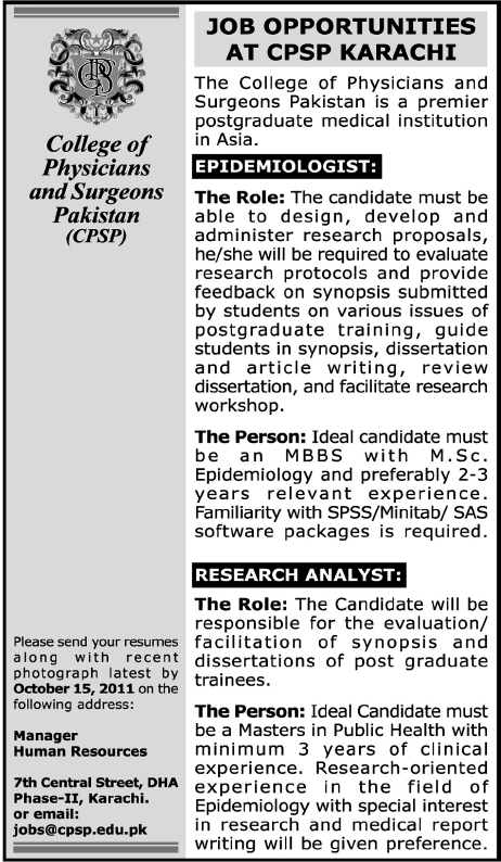 Job Opportunities at CPSP Karachi