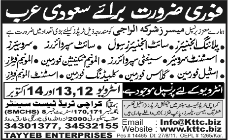 Urgently Required for Saudi Arabia